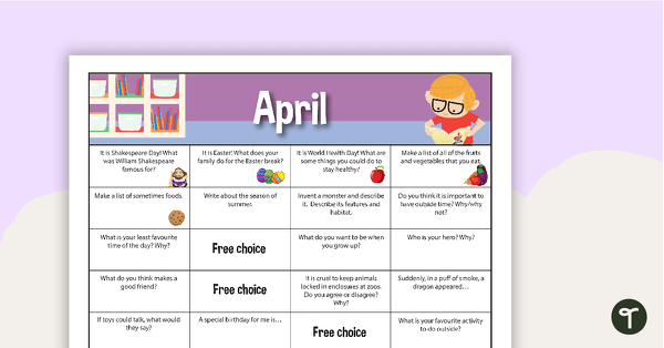 April Writing Prompts - Key Stage 1 teaching resource