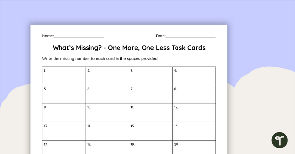 What's Missing? - One More, One Less Task Cards teaching resource