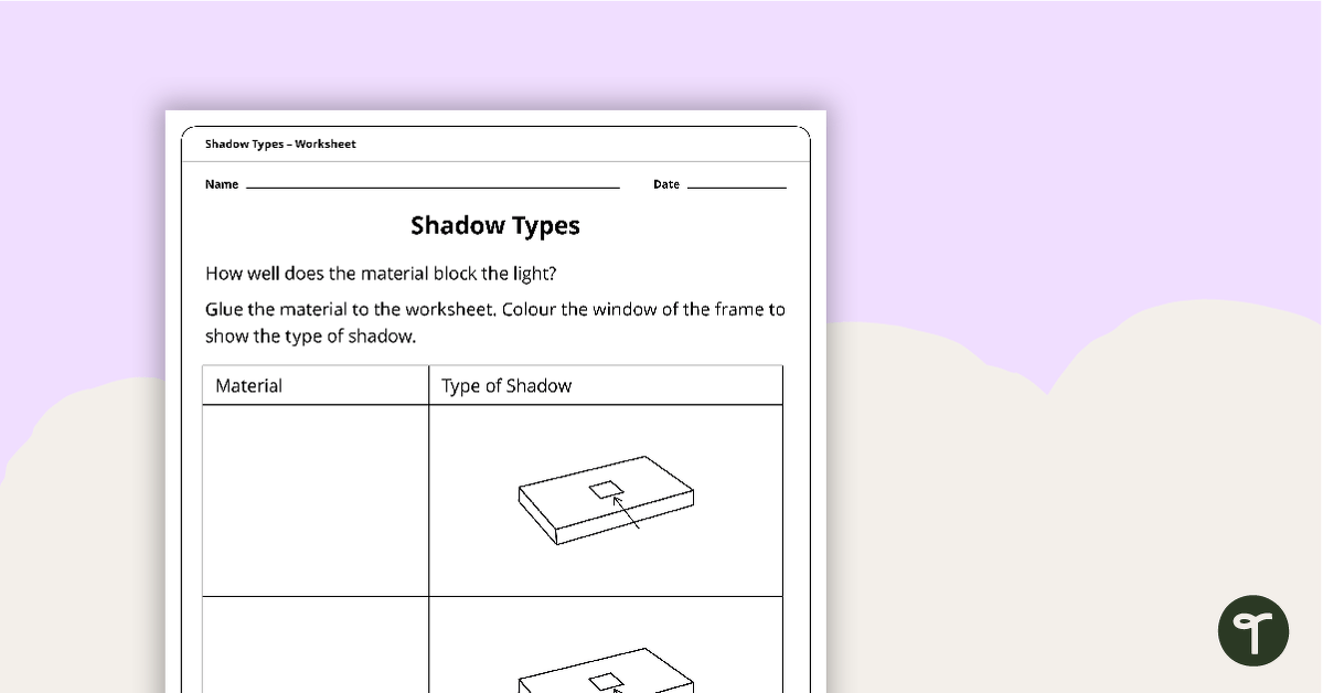 Shadow Types Worksheet teaching resource