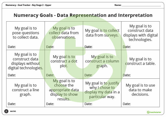 Goal Labels - Data Representation and Interpretation (Key Stage 2 - Upper) teaching resource