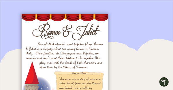 Romeo And Juliet - Shakespeare Fact Sheet teaching resource