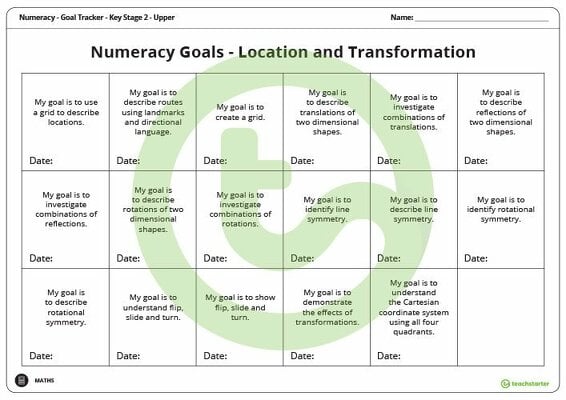 Goal Labels - Location and Transformation (Key Stage 2 - Upper) teaching resource