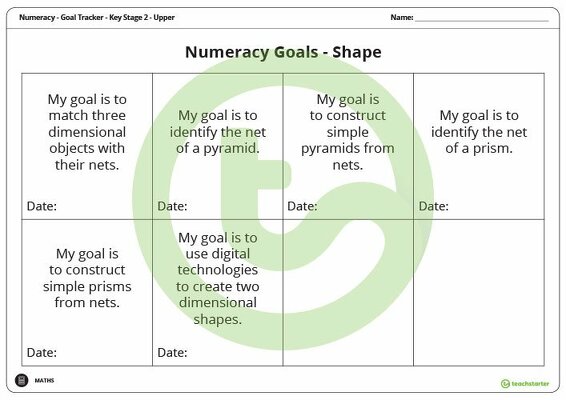Goal Labels - Shape (Key Stage 2 - Upper) teaching resource