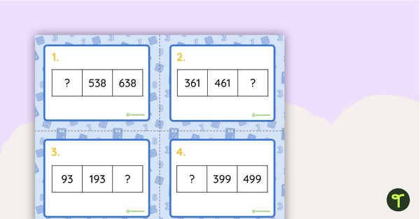 Preview image for What's Missing? - 100 More, 100 Less Task Cards - teaching resource