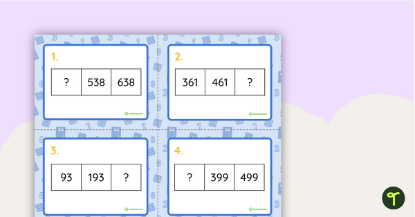 Go to What's Missing? - 100 More, 100 Less Task Cards teaching resource