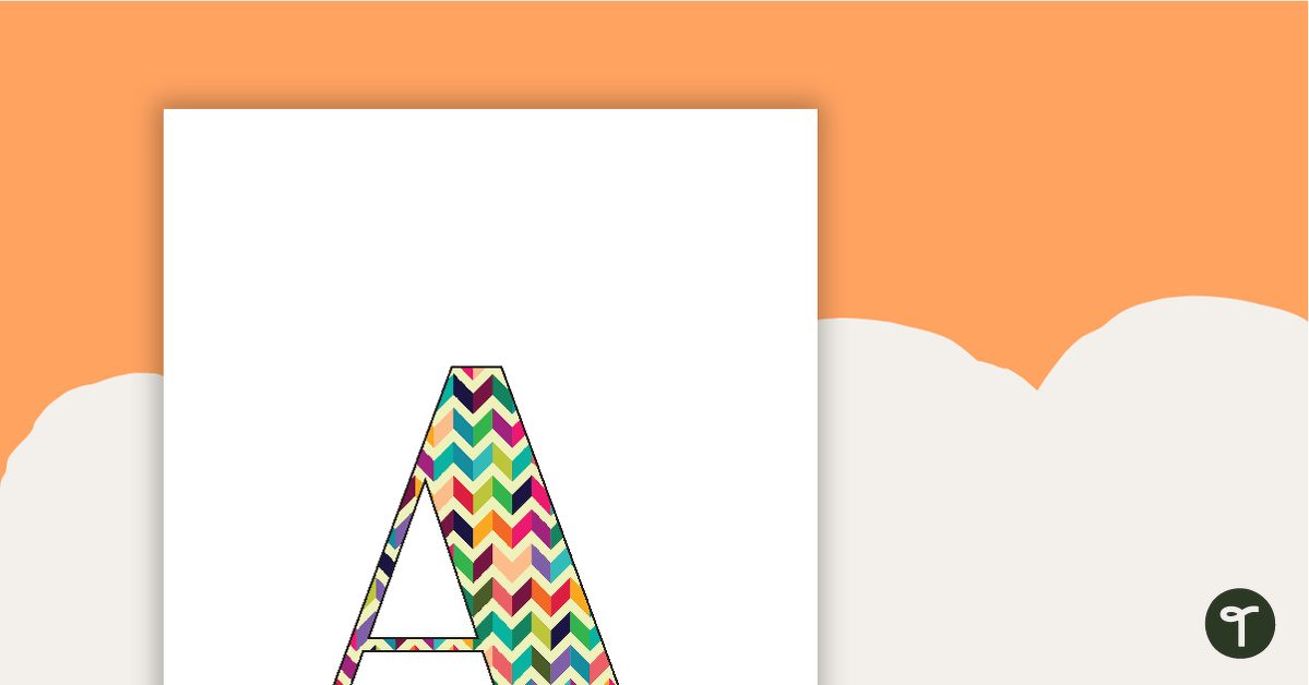 Bright Chevron - Letter, Number and Punctuation Set teaching resource
