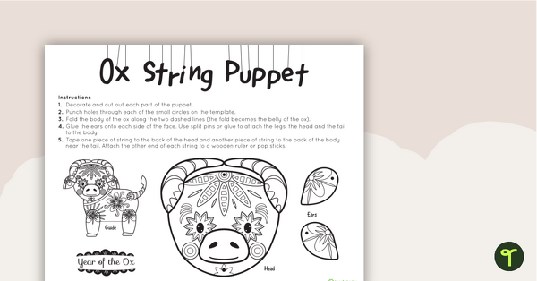 Go to Year of the Ox – String Puppet Craft Template teaching resource