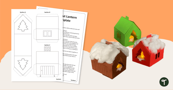 Go to Christmas Hut - Paper Christmas Ornament Craft teaching resource