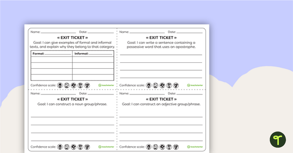 Year 5 Literacy Exit Tickets – Worksheets teaching resource