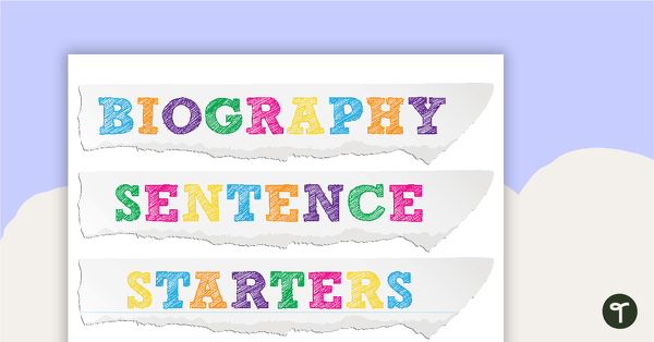 Biography Sentence Starters teaching resource