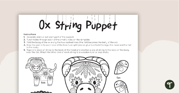 Year of the Ox – String Puppet Craft Template teaching resource