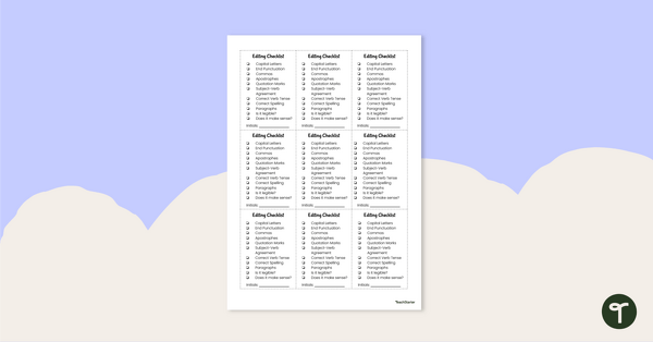 Preview image for Writing Editing Checklist - teaching resource