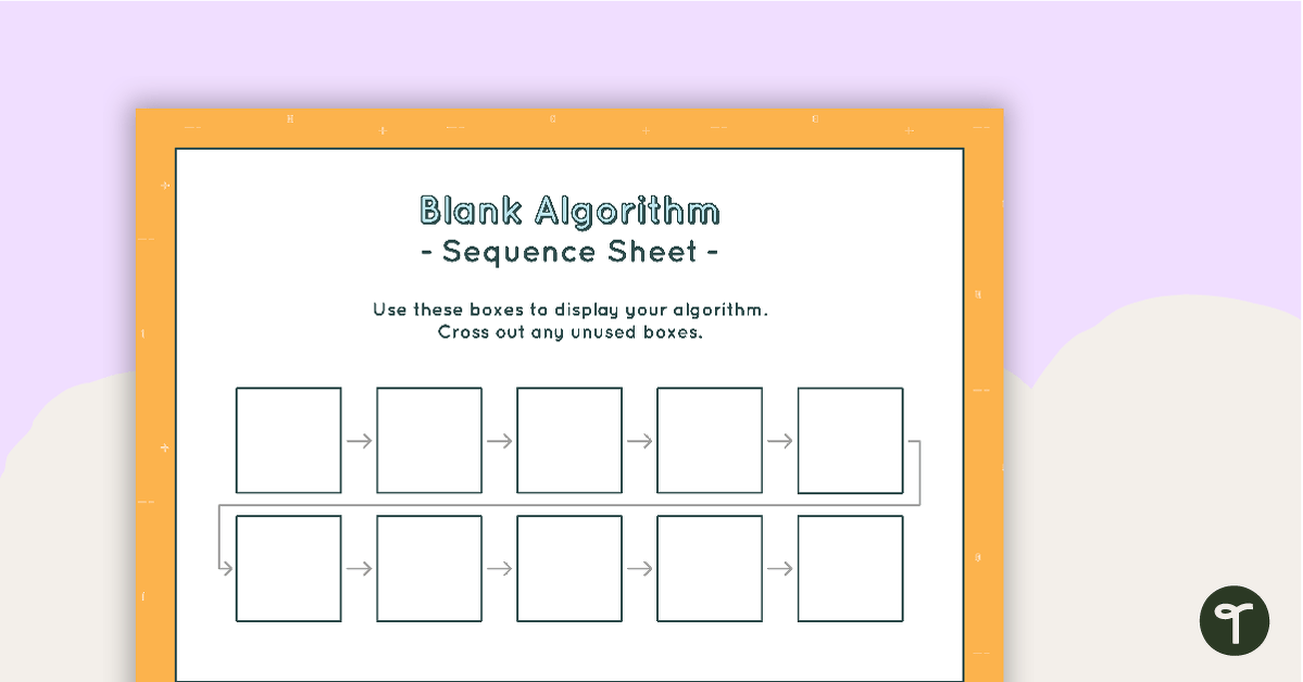 10-Step Algorithm Sequence Sheet - Lower Primary teaching resource