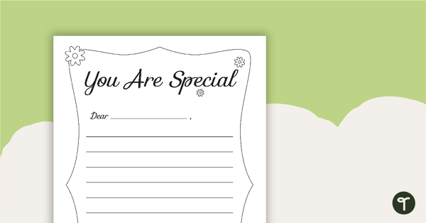 You Are Special Letter Template teaching resource