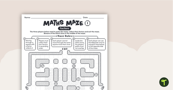 Preview image for Maths Mazes (Factors) - teaching resource