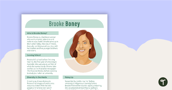 Inspirational Woman Profile- Brooke Boney teaching resource