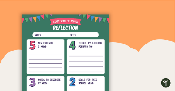 Preview image for First Week of School Reflection - teaching resource