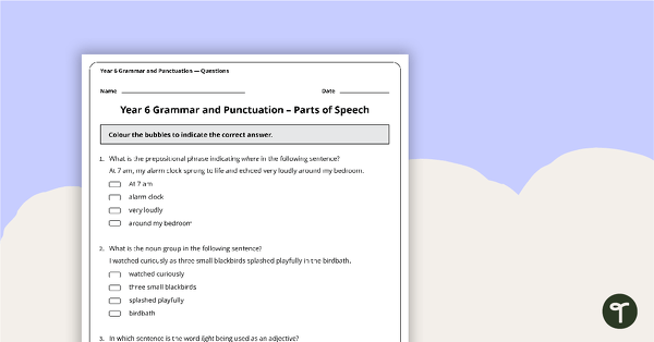 Grammar and Punctuation Assessment Tool - Year 6 teaching resource