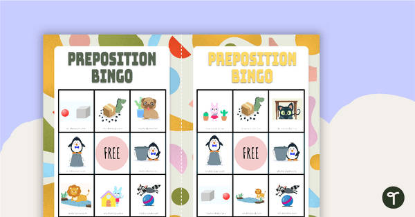 Prepositions Bingo teaching resource