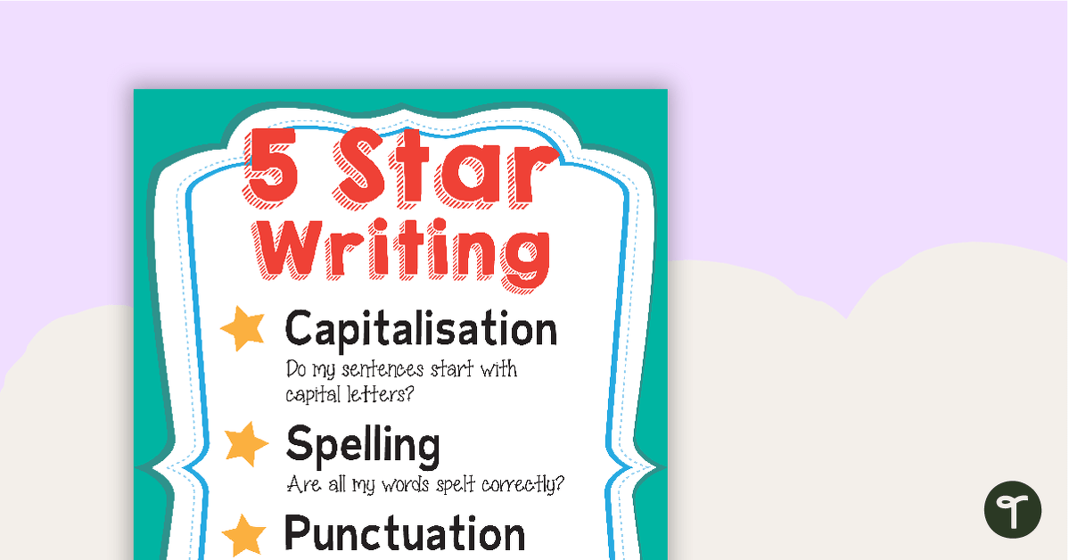 5 Star Writing Poster & Checklist teaching resource