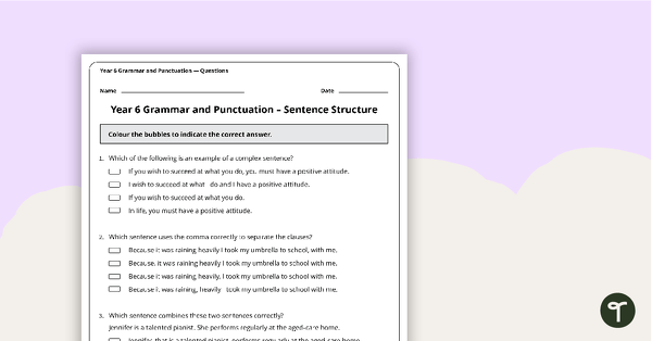 Go to Grammar and Punctuation Assessment Tool - Year 6 teaching resource