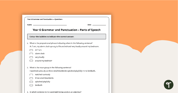 Grammar and Punctuation Assessment Tool - Year 6 teaching resource