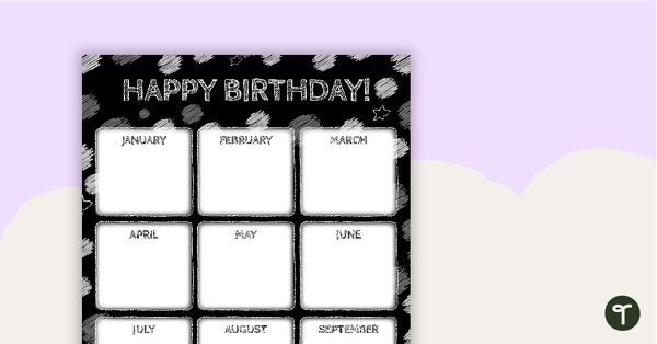 Funky Chalkboard BW - Happy Birthday Chart teaching resource