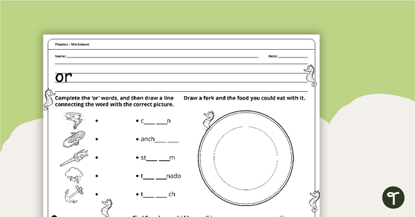 Digraph Worksheet - or teaching resource