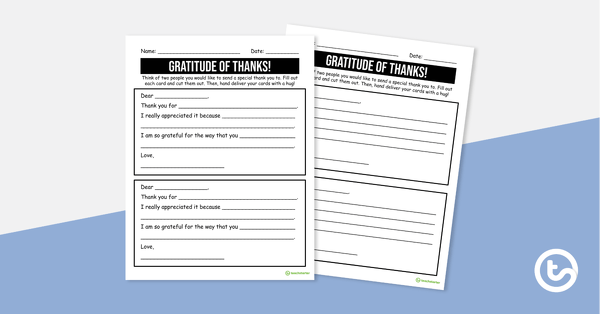 Preview image for Gratitude of Thanks! - Card Templates - teaching resource