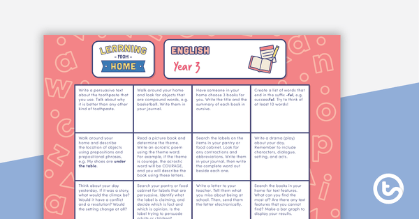 Go to Year 3 – Week 1 Learning from Home Activity Grids teaching resource