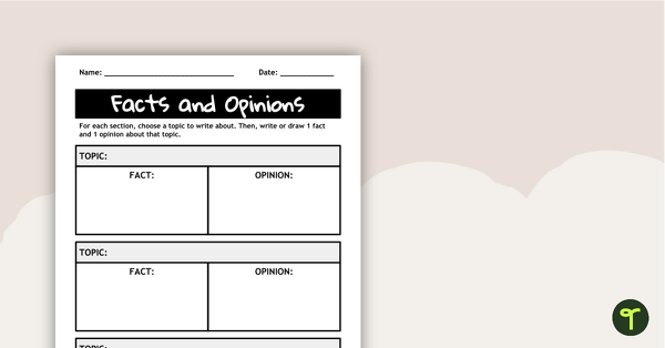 Go to Facts and Opinions Graphic Organizer teaching resource