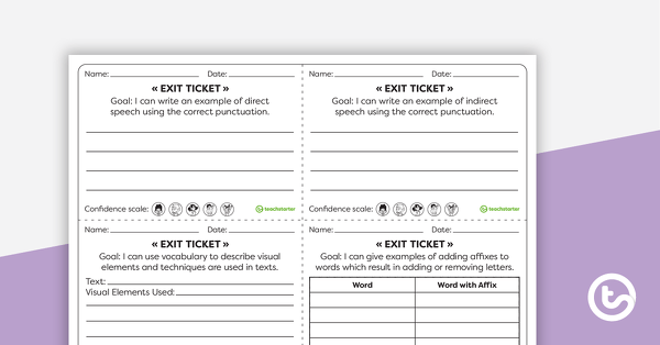 Year 4 Literacy Exit Tickets – Worksheets teaching resource