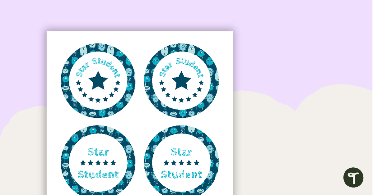 Monster Pattern - Star Student Badges teaching resource