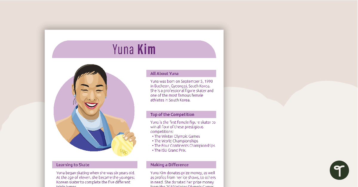 Inspirational Woman Profile - Yuna Kim teaching resource