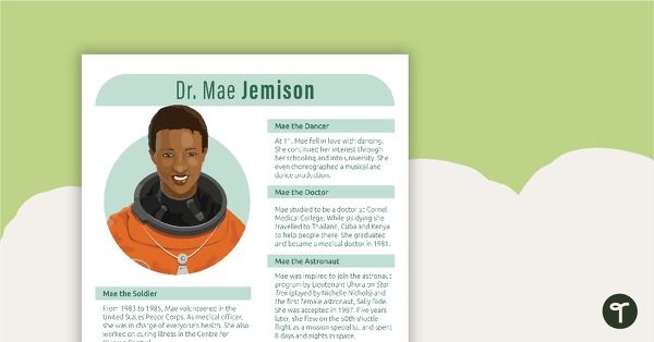 Go to Inspirational Woman Profile - Dr. Mae Jemison teaching resource