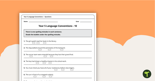 NAPLAN - Language Conventions - Spelling 10, 11 And 12 (Year 5) teaching resource