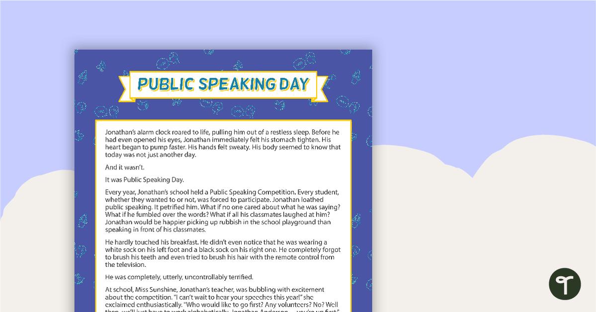 Comprehension - Public Speaking Day teaching resource