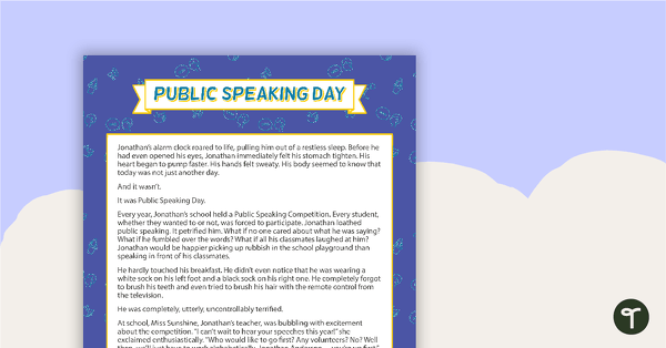 Go to Comprehension - Public Speaking Day teaching resource
