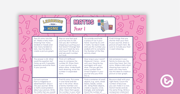 Year 1 – Week 1 Learning from Home Activity Grids teaching resource