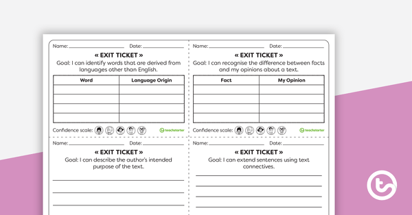 Go to Year 4 Literacy Exit Tickets – Worksheets teaching resource