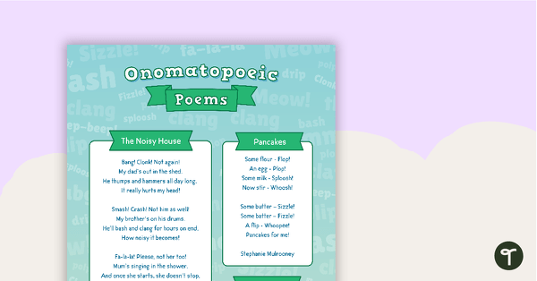 Exploring Poetry Worksheet - Onomatopoeia teaching resource