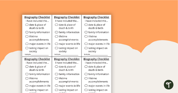 Image of Biography Writing Checklist
