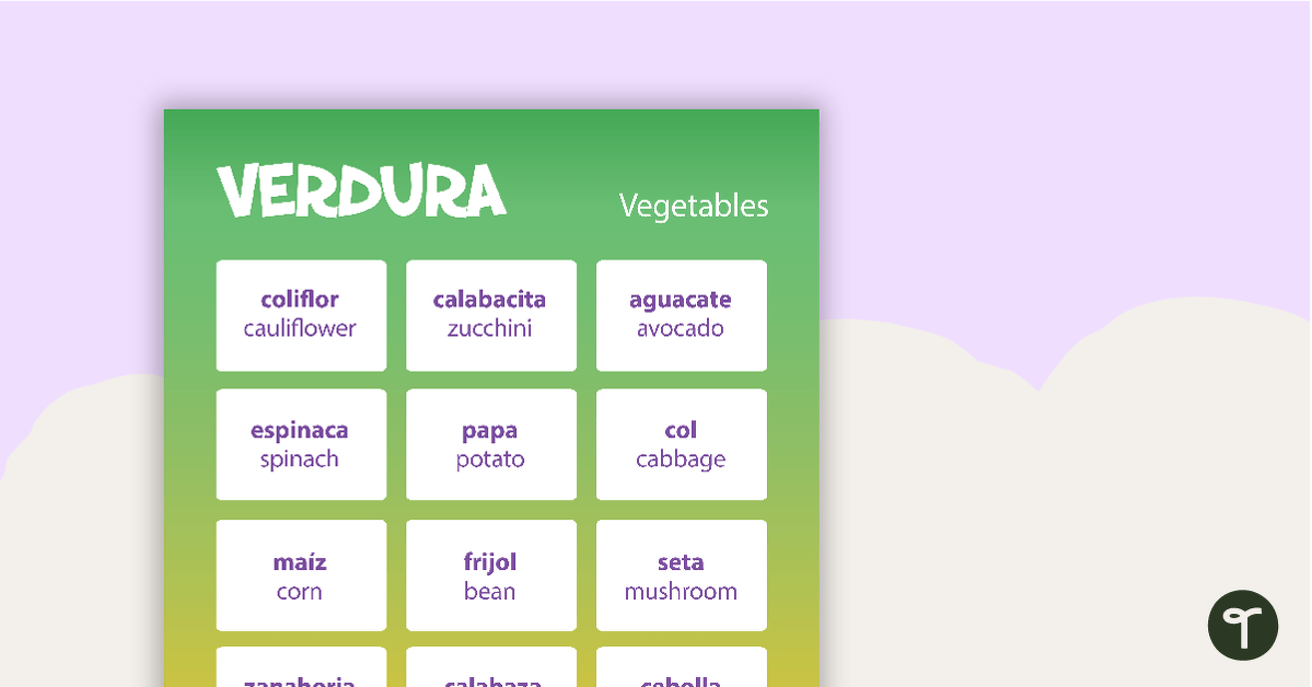 Vegetables - Spanish Language Poster teaching resource