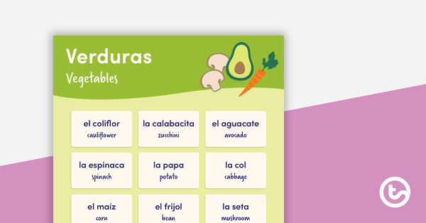 Preview image for Vegetables - Spanish Language Poster - teaching resource