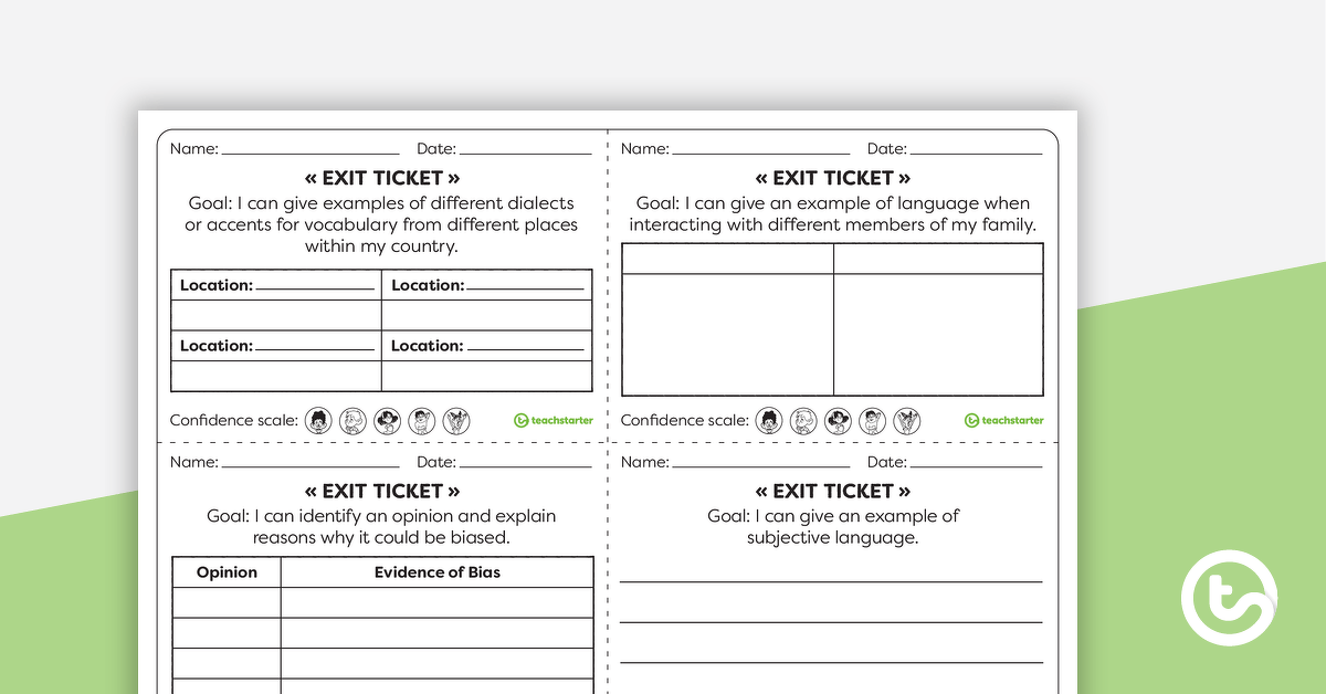 Year 6 Literacy Exit Tickets – Worksheets teaching resource