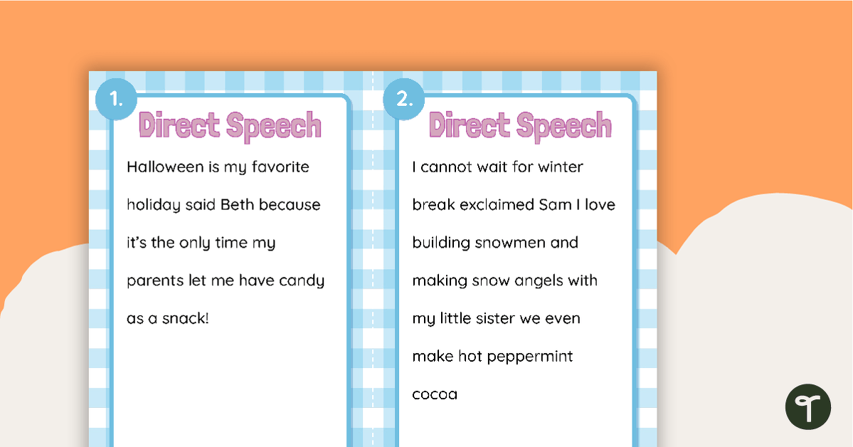 Direct Speech Task Cards teaching resource