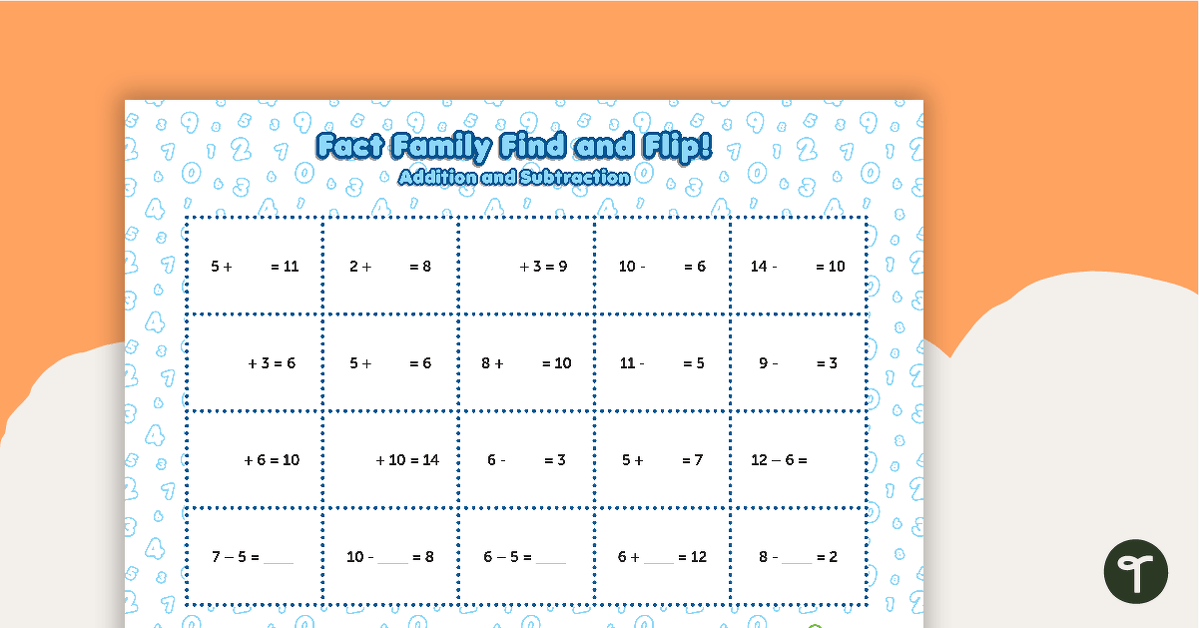 Fact Family Find and Flip - Addition and Subtraction (Lower) teaching resource