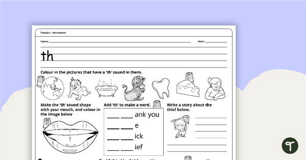 Digraph Worksheet - th teaching resource