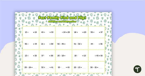 Go to Fact Family Find and Flip - Addition and Subtraction (Upper) teaching resource