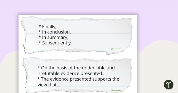 Persuasive Sentence Starters teaching resource